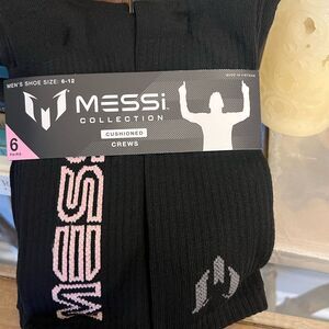 Messi Collection Cushioned Crew Socks 6 Pairs Men’s Size 6-12 New Black/Pink NWT